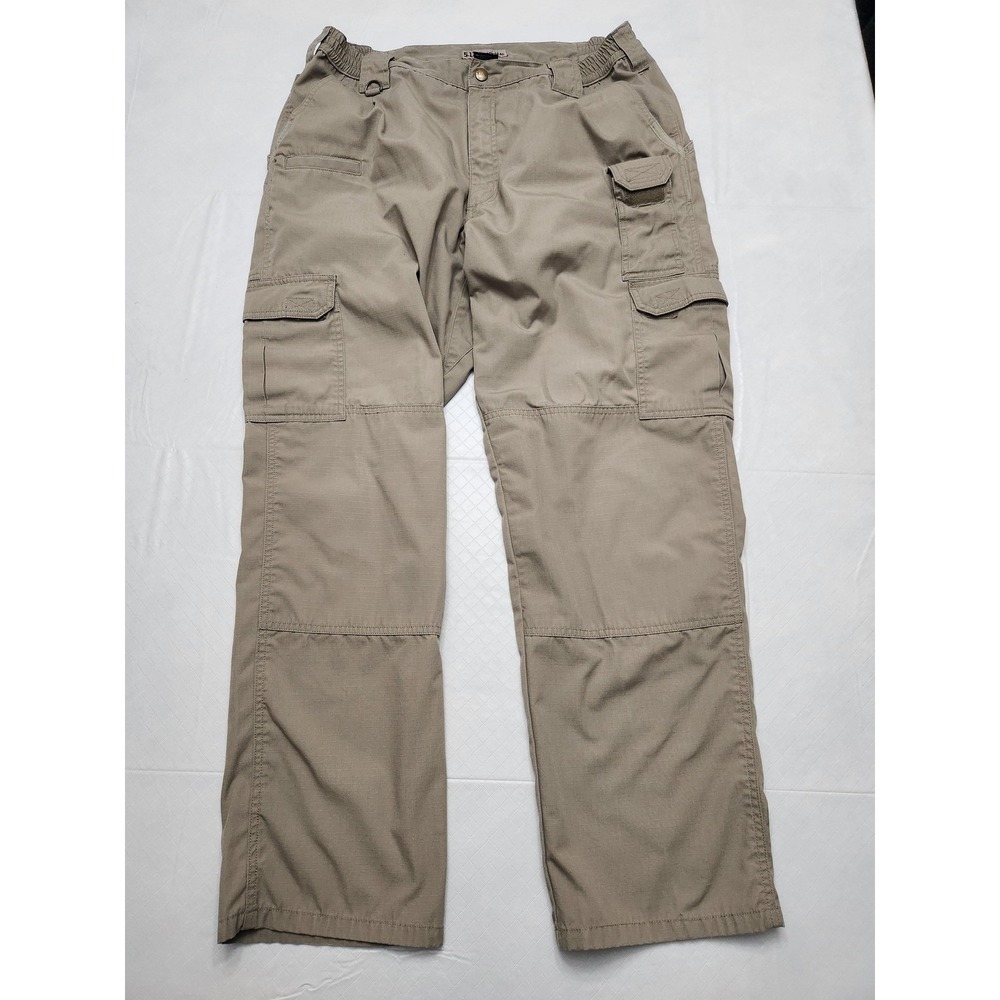5.11 Tactical Cargo Pants Mens 38x32 Beige Elastic Waist Utility Pockets 74273